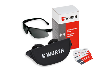 Набір окуляри захисні PREMIUM, KN, затемнені з футляром та серветками Wurth (K0899103111-1)(1шт) K0899103111-1 фото