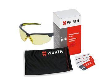Набір окуляри захисні NASHIRA, KN, жовті з чохлом та серветками Wurth (K0899102394-2)(1шт) K0899102394-2 фото