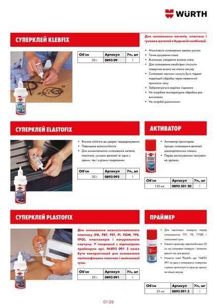 Праймер для суперклеев KLEBFIX, 50 ml WURTH (08930915)(1шт) 08930915 фото