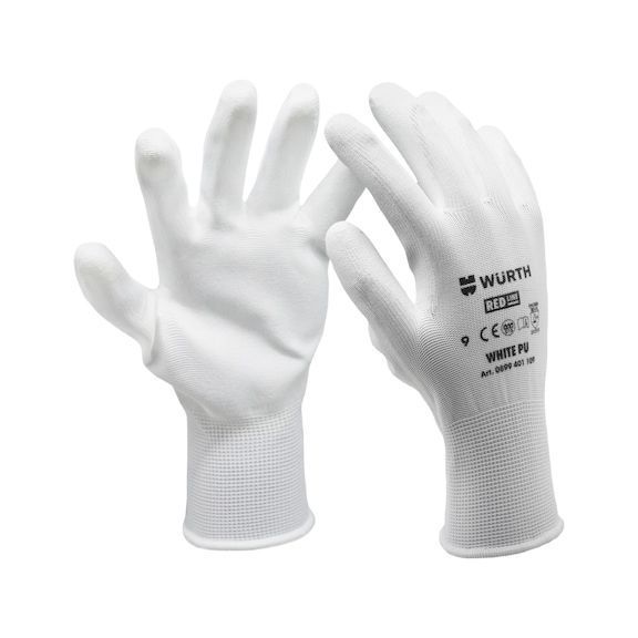 Перчатки защитные White PU, полиэстер, покрытие полиуретан, пара, р.6, RED LINE Wurth (0899401106)(1шт) 0899401106 фото