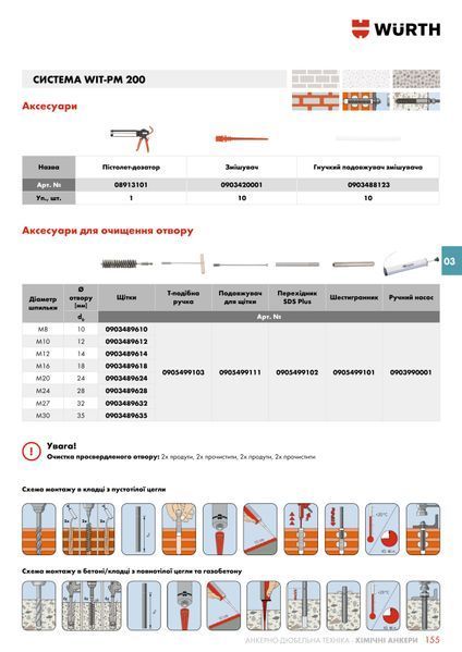 Рукоятка для металлических щеток с резьбой M6, 120мм WURTH (0905499103)(1шт) 0905499103 фото