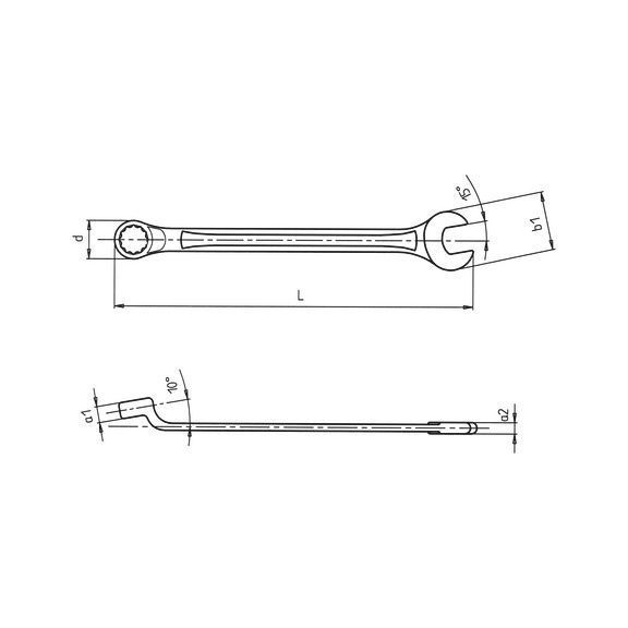 Ключ комбінований, подовжений, вигнутий, SW20, POWERDRIV, ZEBRA WURTH (071330220)(1шт) 071330220 фото