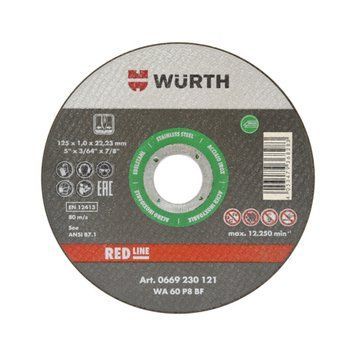 Ріжучий диск для нержавіючої сталі Red Line CUTDISC-GREEN-A2-SR-TH1,6-BR22,23-D125MM RED LINE Wurth ( 0669230126)(1шт) 0669230126 фото